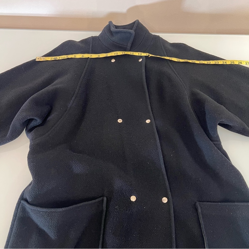 EATON | Black Double breasted snap button Vintage batwing Wool Pea Winter Coat - Picture 5 of 12